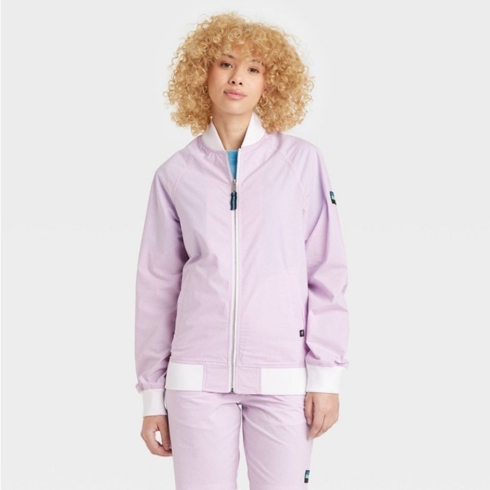 Houston White Adult Lightweight Ribstop
Windowpane Bomber Jacket - Light Purple
